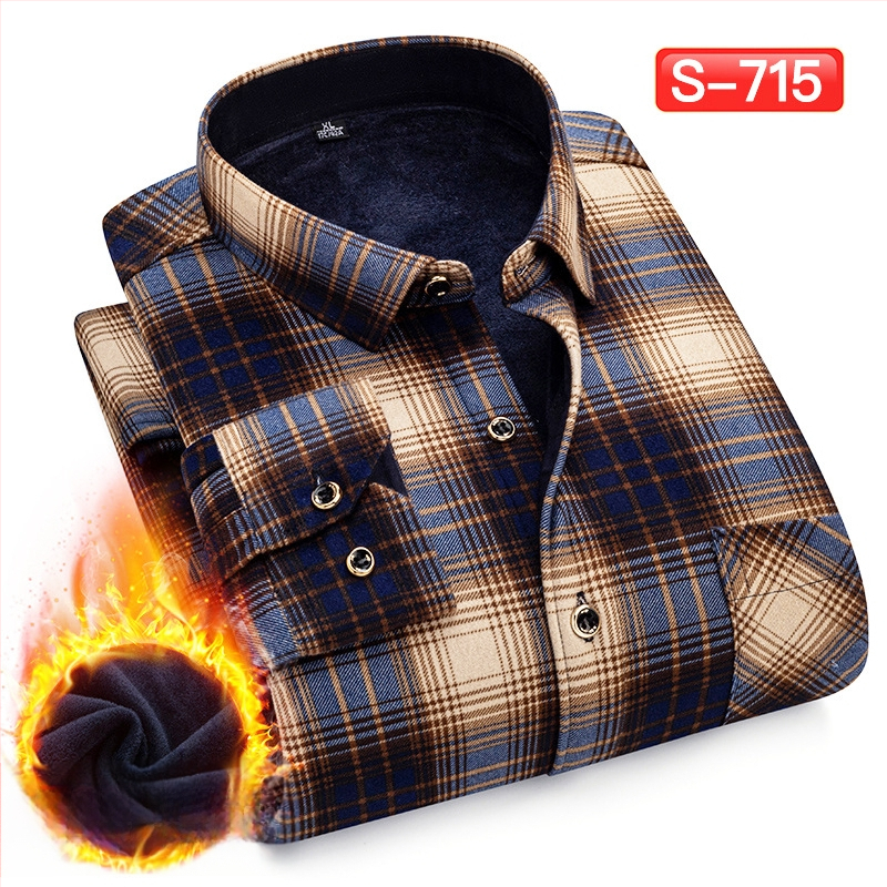 Πουκάμισο με μοτίβο πλέγματος, παχύ πολυεστερικό ύφασμα (≥96%), τετράγωνη λαιμόκοψη, μακριά μανίκια