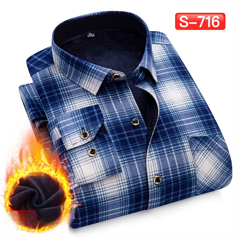 Πουκάμισο με μοτίβο πλέγματος, παχύ πολυεστερικό ύφασμα (≥96%), τετράγωνη λαιμόκοψη, μακριά μανίκια