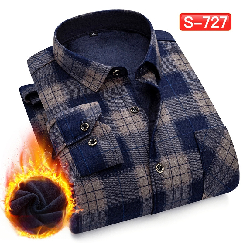 Πουκάμισο με μοτίβο πλέγματος, παχύ πολυεστερικό ύφασμα (≥96%), τετράγωνη λαιμόκοψη, μακριά μανίκια