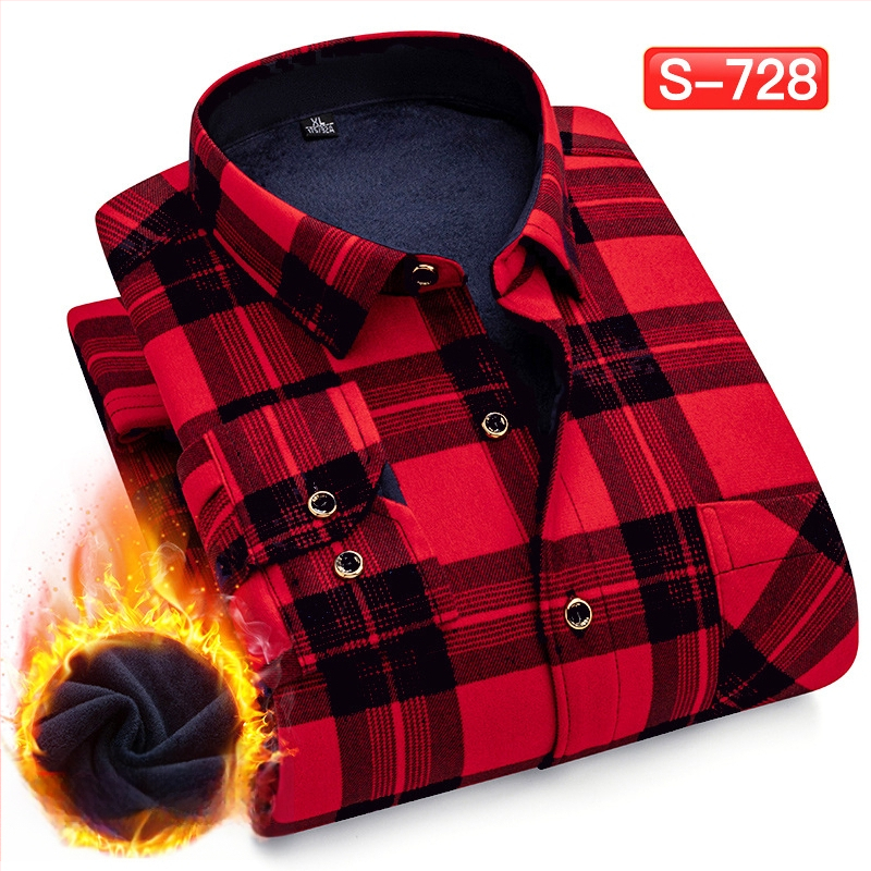 Πουκάμισο με μοτίβο πλέγματος, παχύ πολυεστερικό ύφασμα (≥96%), τετράγωνη λαιμόκοψη, μακριά μανίκια