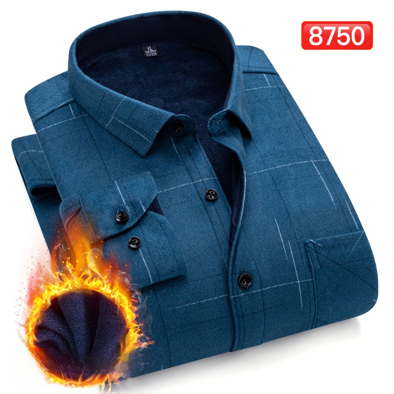 Πουκάμισο με μοτίβο πλέγματος, παχύ πολυεστερικό ύφασμα (≥96%), τετράγωνη λαιμόκοψη, μακριά μανίκια