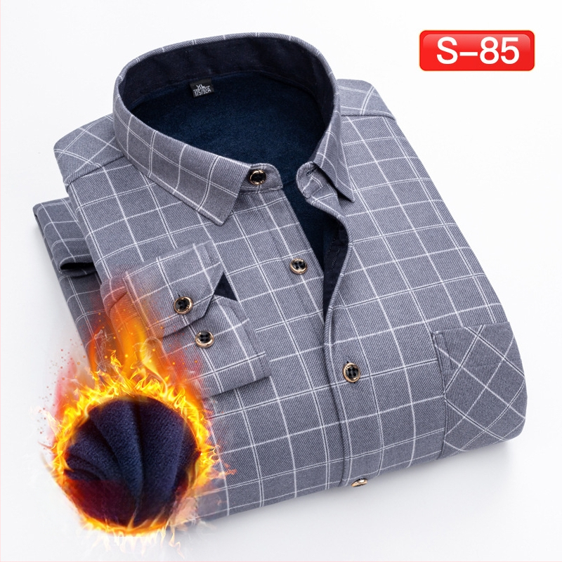 Πουκάμισο με μοτίβο πλέγματος, παχύ πολυεστερικό ύφασμα (≥96%), τετράγωνη λαιμόκοψη, μακριά μανίκια