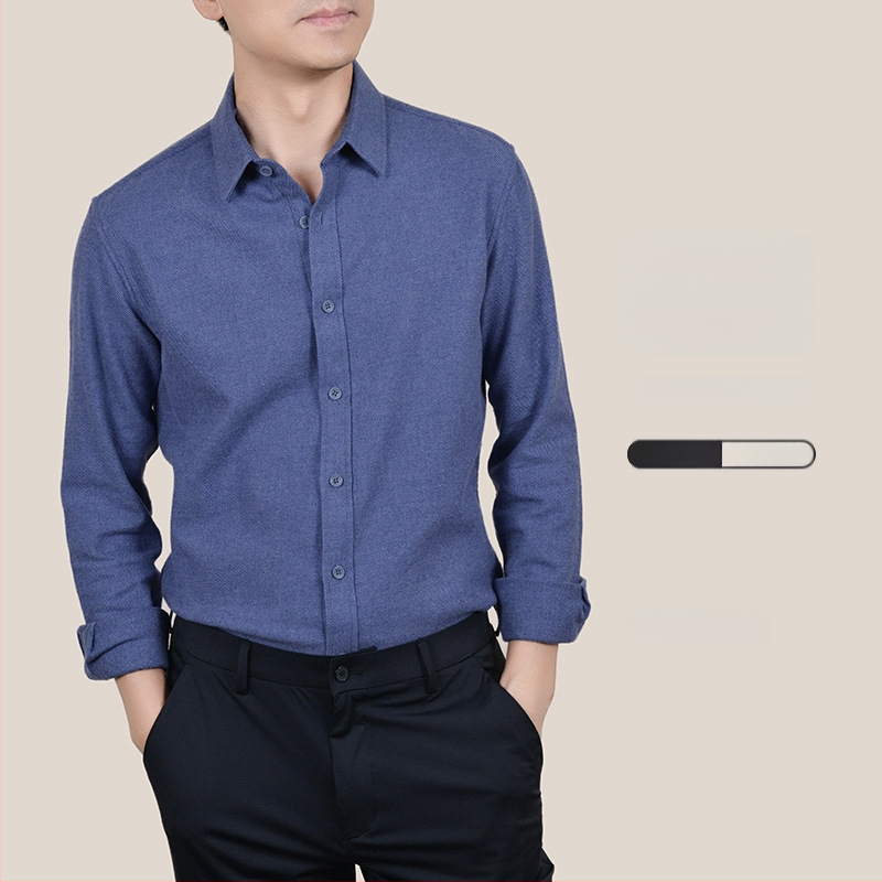 Ανδρικό πουκάμισο από μίγμα μαλλιού-βαμβακιού, βρεγμένο φινίρισμα, μακριά μανίκια, καρνταγκάν-στυλ, χαλαρή γραμμή, για φθινόπωρο-χειμώνα, ύφασμα από βαμβάκι (Μίγμα μαλλιού-βαμβακιού; Βρεγμένο φινίρισμα; Μακριά μανίκια; Καρντάγκαν σιλουέτα)