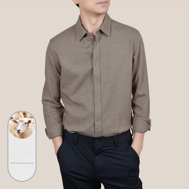Ανδρικό πουκάμισο από μίγμα μαλλιού-βαμβακιού, βρεγμένο φινίρισμα, μακριά μανίκια, καρνταγκάν-στυλ, χαλαρή γραμμή, για φθινόπωρο-χειμώνα, ύφασμα από βαμβάκι (Μίγμα μαλλιού-βαμβακιού; Βρεγμένο φινίρισμα; Μακριά μανίκια; Καρντάγκαν σιλουέτα)