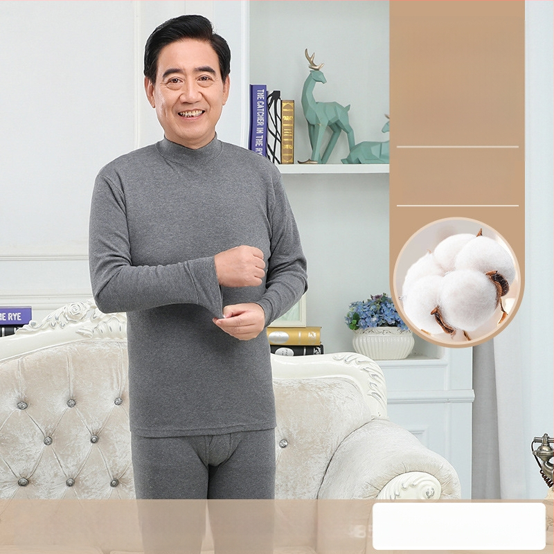 Set de lenjerie termică masculină din bumbac 100%, antibacterian, material subțire, cu glugă, păstrează căldura