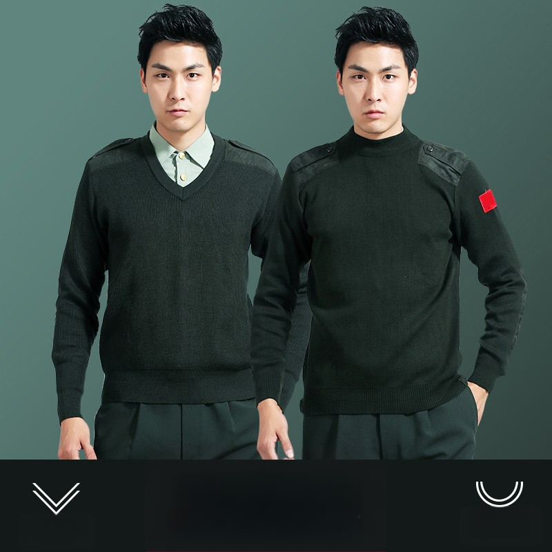 Megztinis su džakardo raštu, apvalus kaklas, ilgomis rankovėmis, plonas vilnos mišinys su nailonu, įprastas ilgis (50–65 cm)