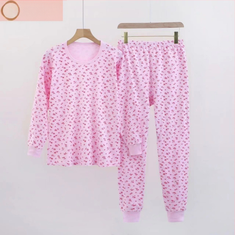 Set de lenjerie termică din bumbac pentru femei de vârstă mijlocie – 100% bumbac, căptușeală de bumbac, dintr-un singur strat, țesătură cu greutate medie, moale și cald