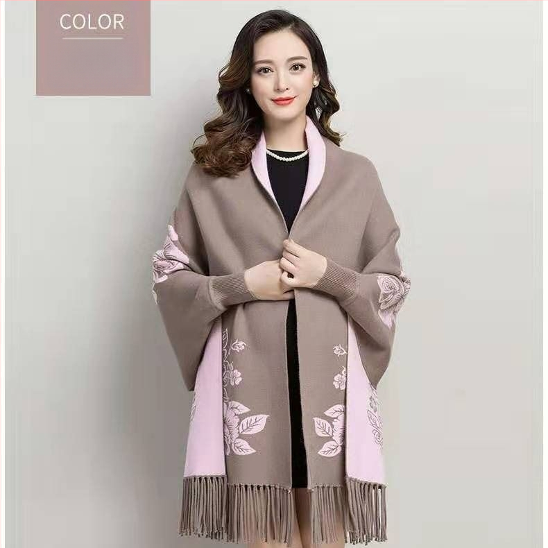 Всесезонен плетен шал за жени, каре модел, прежда със сърцевина, ширина 185 см