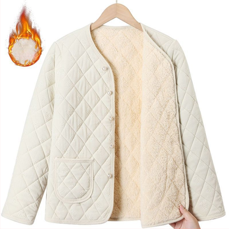 Geacă damă din corduroy, căptușită cu polar, gros, croială lejeră, toamnă-iarnă 2025