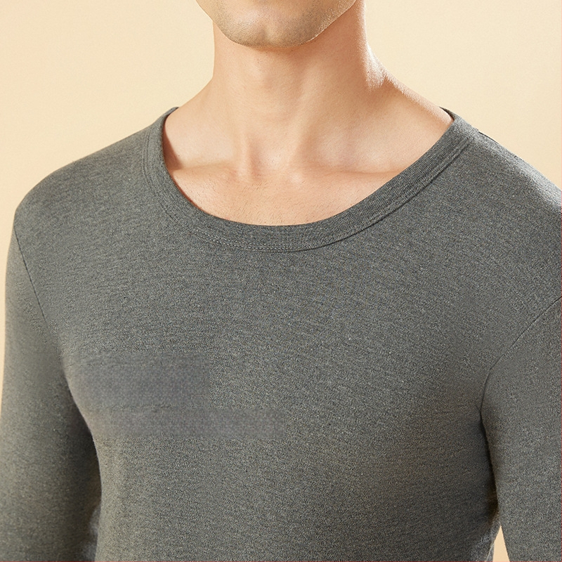 Set de lenjerie termică din bumbac 100% pentru bărbați, talie înaltă, țesătură de greutate medie, cald, anti-static, anti-piling, cu un singur strat