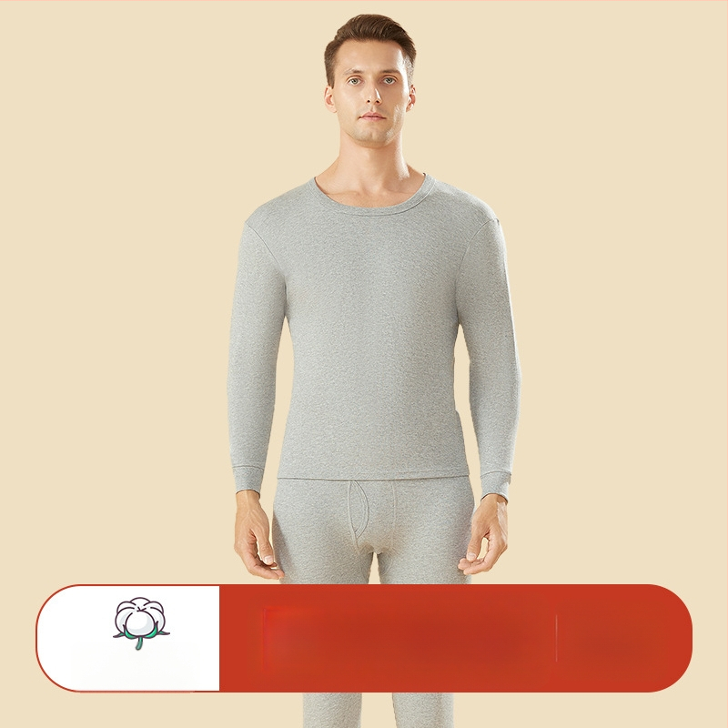 Set de lenjerie termică din bumbac 100% pentru bărbați, talie înaltă, țesătură de greutate medie, cald, anti-static, anti-piling, cu un singur strat