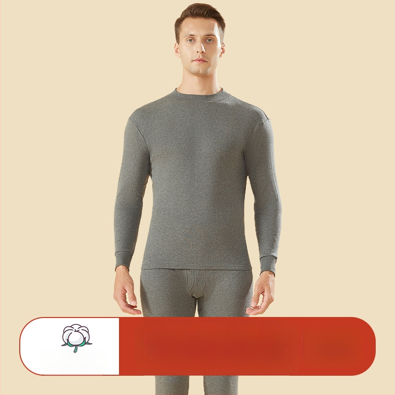 Set de lenjerie termică din bumbac 100% pentru bărbați, talie înaltă, țesătură de greutate medie, cald, anti-static, anti-piling, cu un singur strat