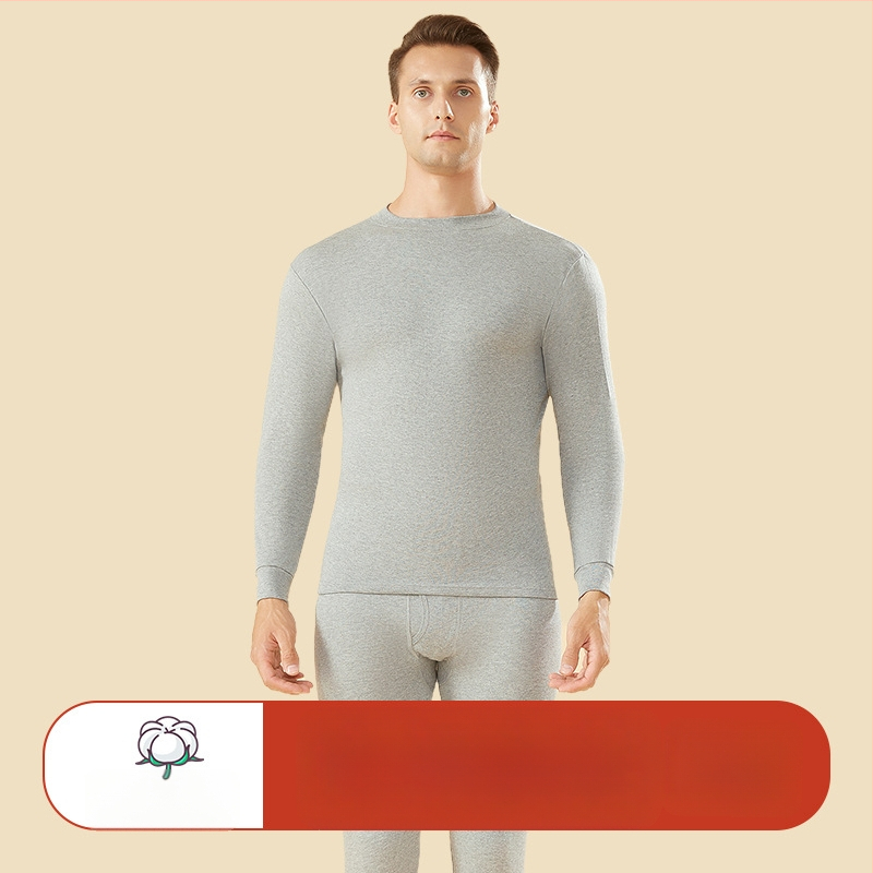 Set de lenjerie termică din bumbac 100% pentru bărbați, talie înaltă, țesătură de greutate medie, cald, anti-static, anti-piling, cu un singur strat