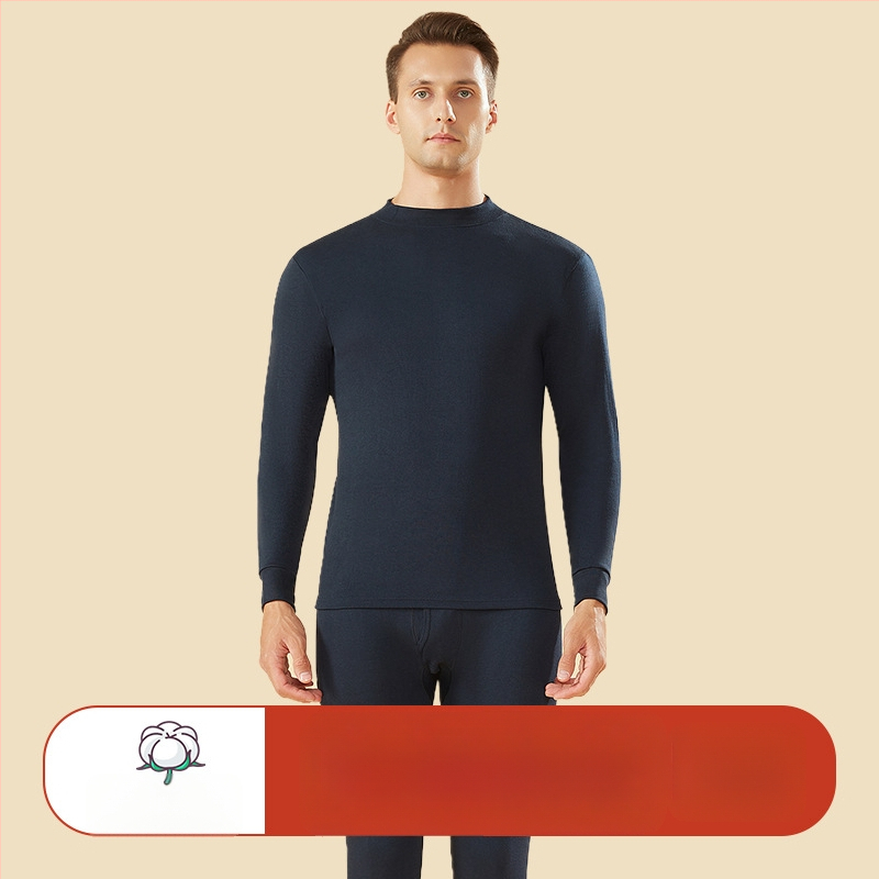 Set de lenjerie termică din bumbac 100% pentru bărbați, talie înaltă, țesătură de greutate medie, cald, anti-static, anti-piling, cu un singur strat