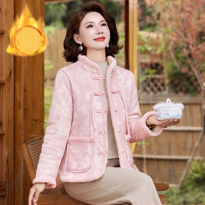 Jachetă căptușită din bumbac, stil Chinezesc, amestec bumbac/poliestru, umplutură din bumbac, grosime mare, guler înalt