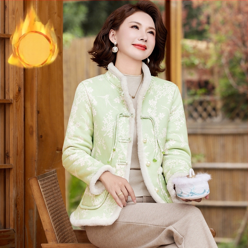 Jachetă căptușită din bumbac, stil Chinezesc, amestec bumbac/poliestru, umplutură din bumbac, grosime mare, guler înalt