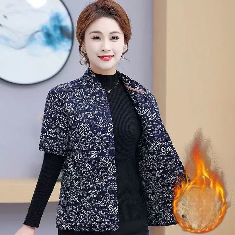 White Crane Geacă damă corduroy cu căptușeală de blană de iepure, mâneci semi-lungimi, căptușită cu fleece, primăvara 2023