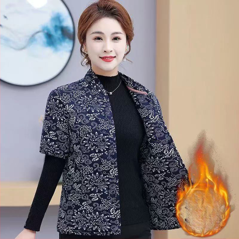 White Crane Geacă damă corduroy cu căptușeală de blană de iepure, mâneci semi-lungimi, căptușită cu fleece, primăvara 2023