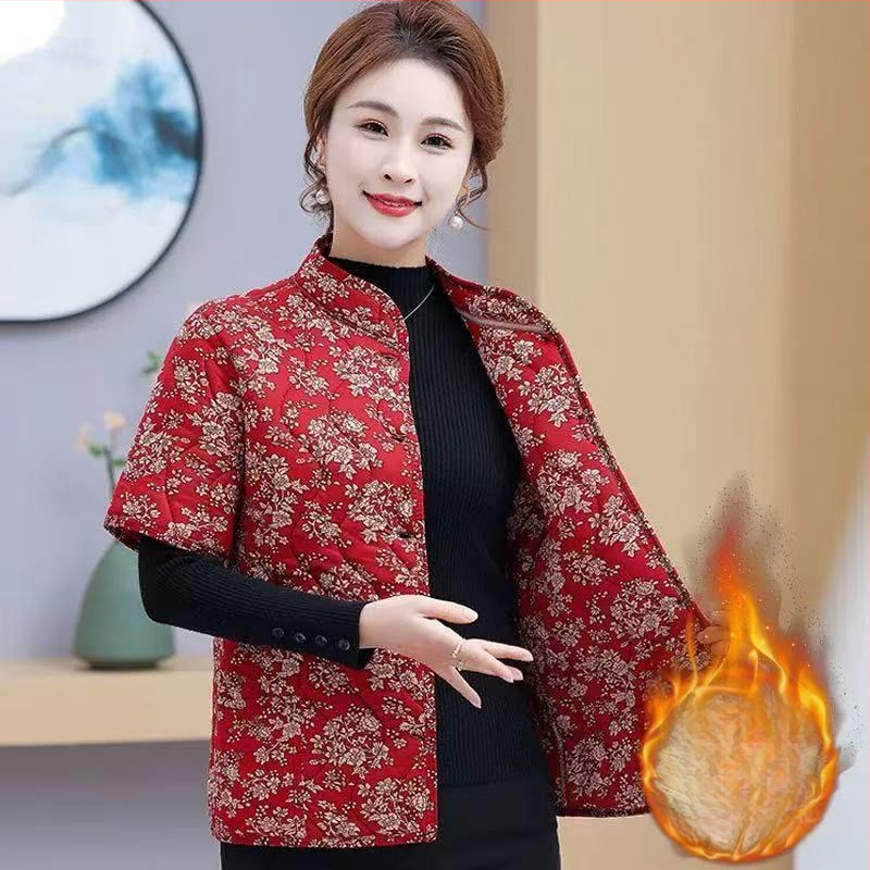 White Crane Geacă damă corduroy cu căptușeală de blană de iepure, mâneci semi-lungimi, căptușită cu fleece, primăvara 2023