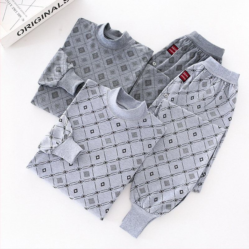 Set termic pentru bărbați: top tricot subțire și pantaloni, țesătură poliester-bumbac, 50% poliester, un singur strat, respirabil, elastic, păstrează căldura, guler înalt sau guler rotund