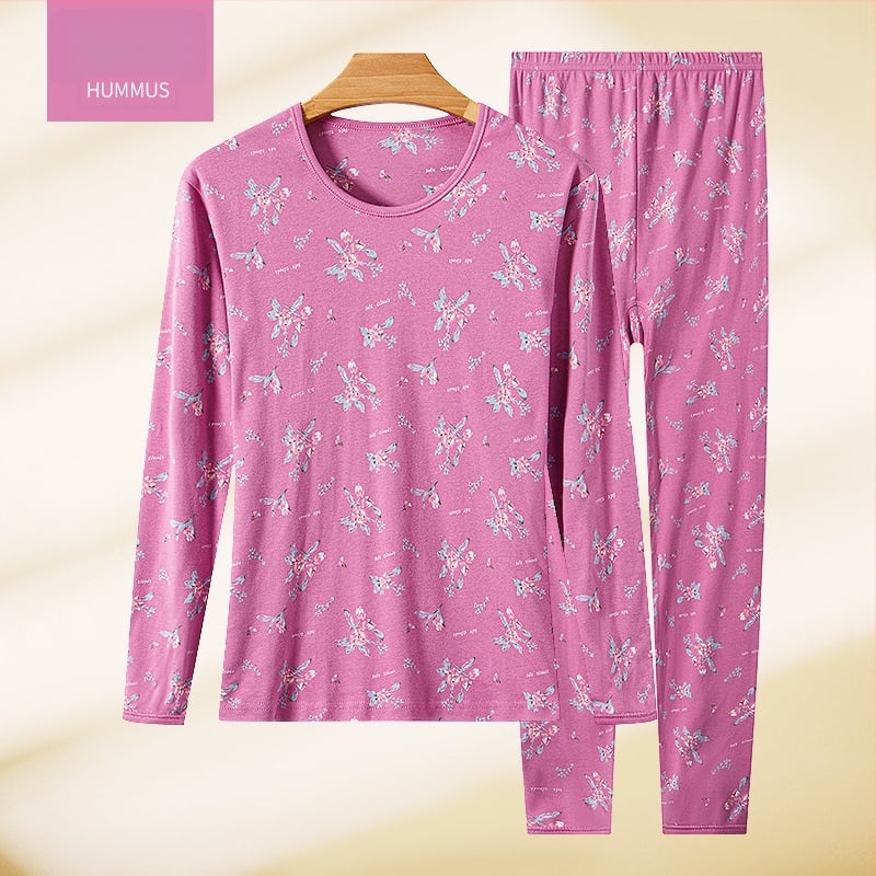 Set de lenjerie termică pentru femei, 100% bumbac, căptușeală din bumbac, căldură moderată, grosime moderată