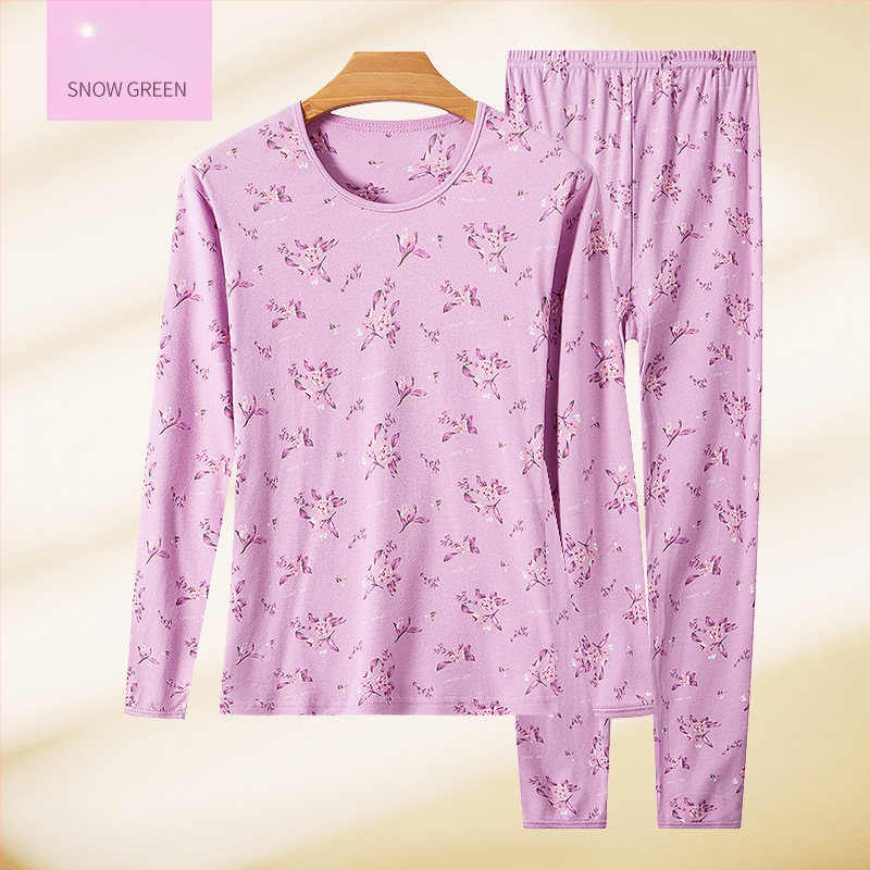 Set de lenjerie termică pentru femei, 100% bumbac, căptușeală din bumbac, căldură moderată, grosime moderată