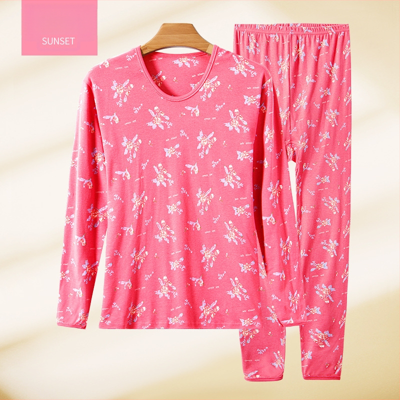 Set de lenjerie termică pentru femei, 100% bumbac, căptușeală din bumbac, căldură moderată, grosime moderată