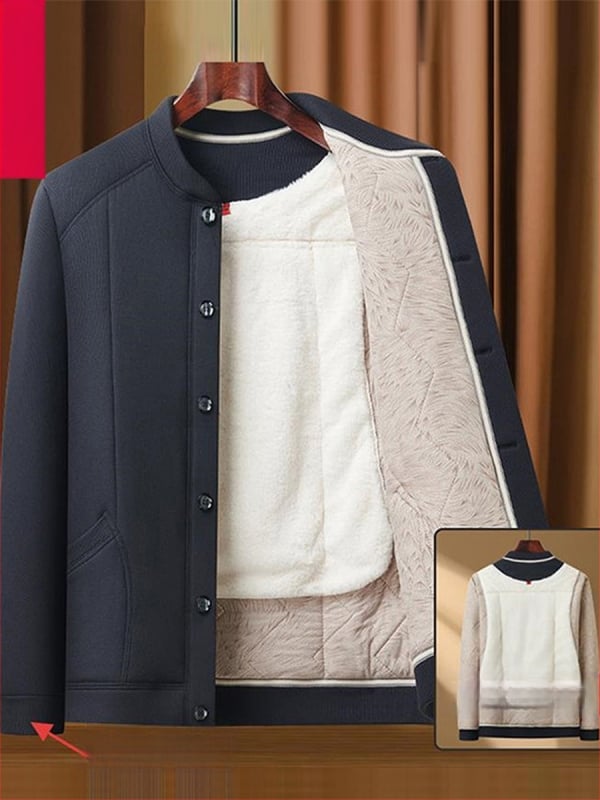 Vyrinė žiemos striukė iš poliesterio su fliso uždaila, gobtuvas, ilgomis rankovėmis, užtrauktiniais kišenėmis, įprasto ilgio, Žiema 2025