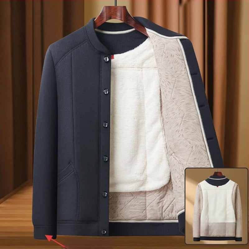 Vyrinė žiemos striukė iš poliesterio su fliso uždaila, gobtuvas, ilgomis rankovėmis, užtrauktiniais kišenėmis, įprasto ilgio, Žiema 2025