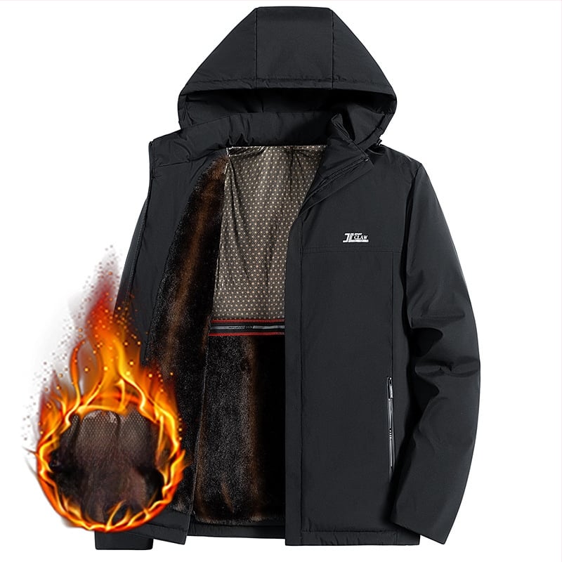 Vyrinė žieminė striukė su grafeno užpildymu ir medvilnine įdanga, stačias apykaklė, užtrauktukas, stora medžiaga, 100% poliesteris