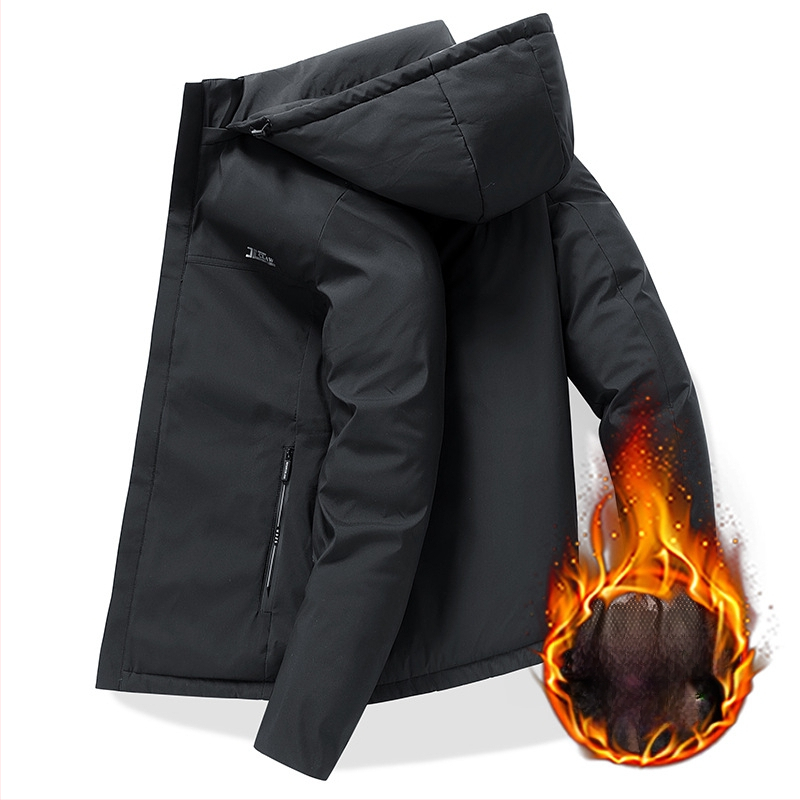 Vyrinė žieminė striukė su grafeno užpildymu ir medvilnine įdanga, stačias apykaklė, užtrauktukas, stora medžiaga, 100% poliesteris