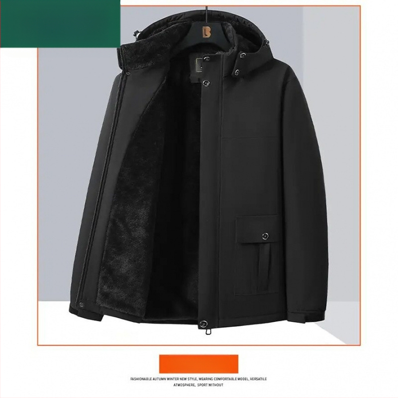 Žieminis medvilninis paltas vyrams, vidutinio amžiaus ir vyresniems, vidutinio ilgio