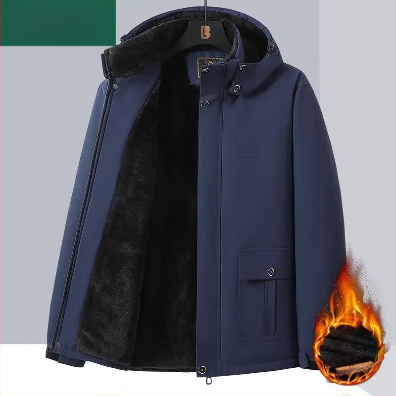 Žieminis medvilninis paltas vyrams, vidutinio amžiaus ir vyresniems, vidutinio ilgio