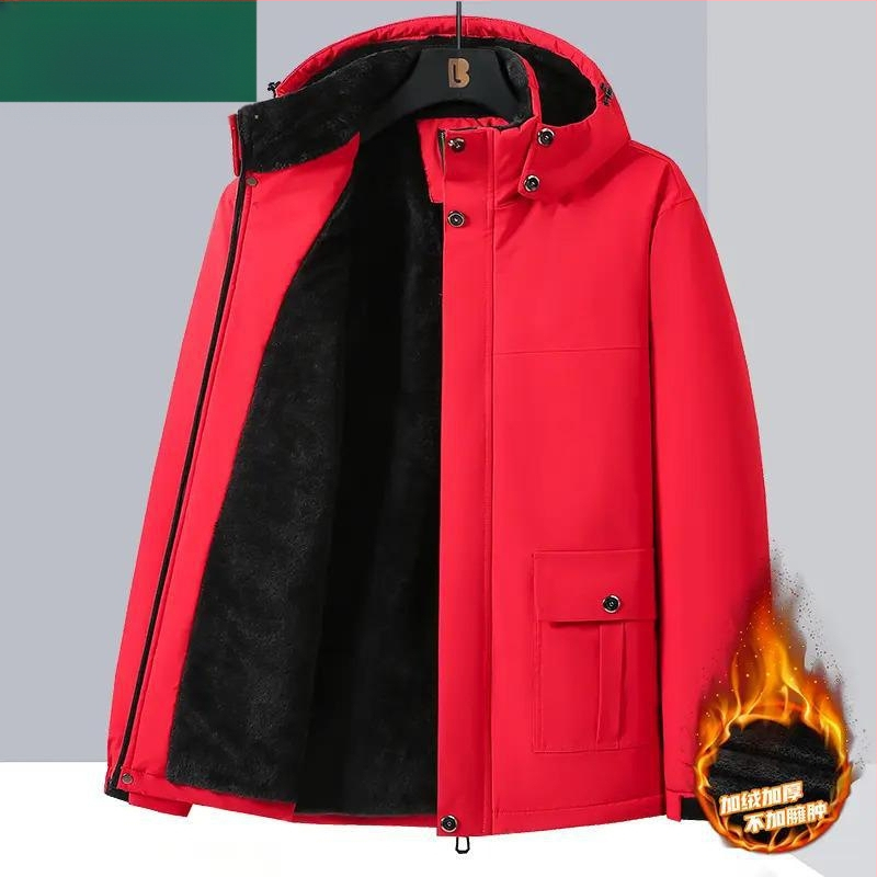 Žieminis medvilninis paltas vyrams, vidutinio amžiaus ir vyresniems, vidutinio ilgio