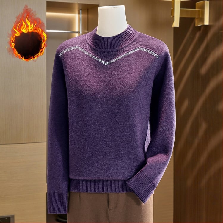 Megztinis su fliso vidine apdaila ir pusaukštas kaklas, laisvas kirpimas, ilgos rankovės, akrilo-poliesterio mišinys