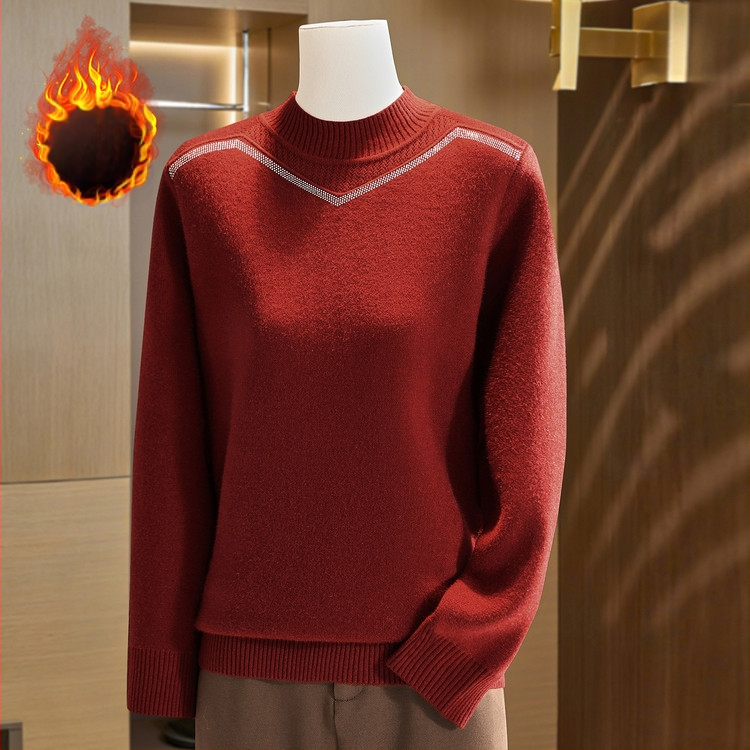 Megztinis su fliso vidine apdaila ir pusaukštas kaklas, laisvas kirpimas, ilgos rankovės, akrilo-poliesterio mišinys