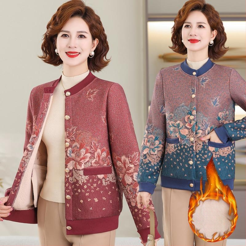 Плетен кардиган за възрастни жени, дълги ръкави, кръгло деколте, свободен силует, полиестерна тъкан