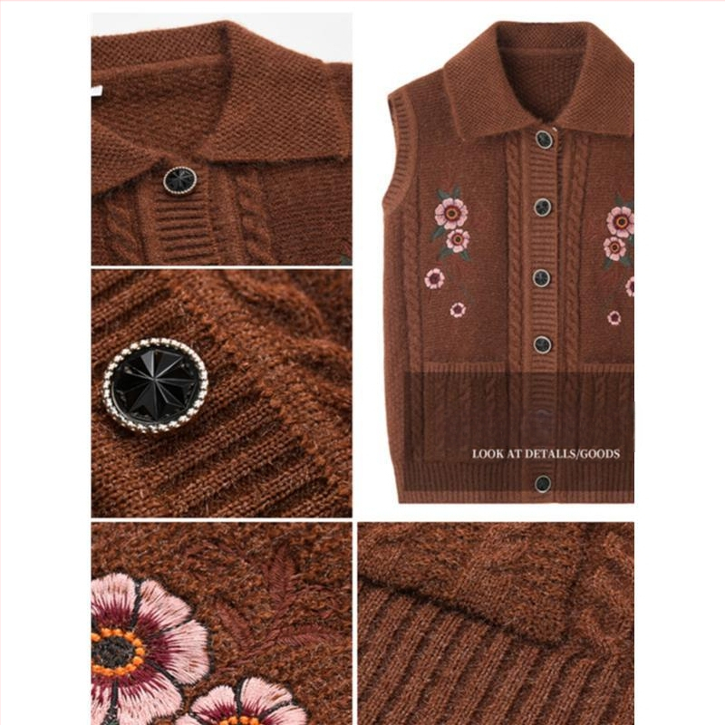 Žiemos 2025 senjorams megzta liemenė su gobtuvu, laisvas kirpimas, poliesteris (>95%), elegantiškas miesto stilius