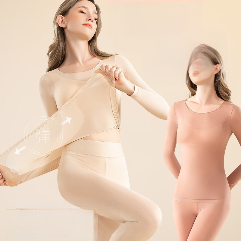 Set de lenjerie termică - Ultra-subțire, Cald, Antistatice, Nailon cu îngrijire a pielii prin acid hialuronic, croială strânsă