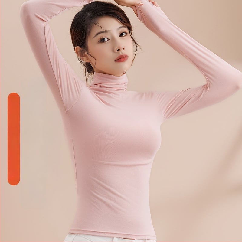 Top damă din modal cu guler înalt, pulover, mâneci lungi, slim fit, 181-200 g/m²