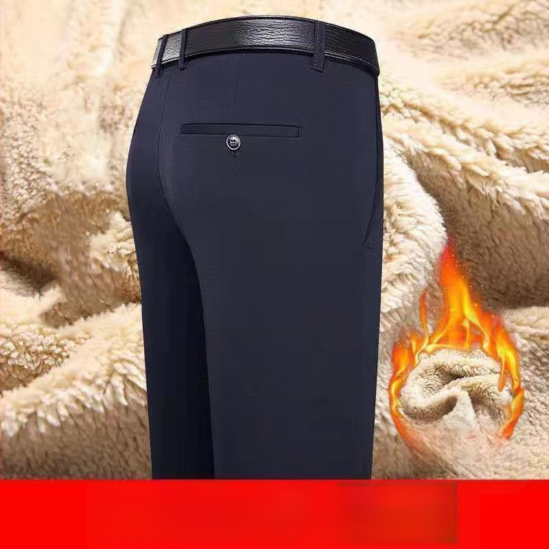 Muške zimske hlače s flisom, ležernog ravnog kroja, bez glačanja