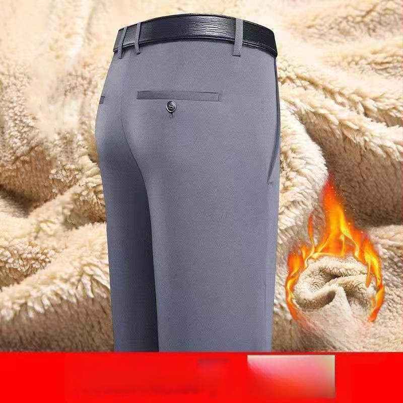 Muške zimske hlače s flisom, ležernog ravnog kroja, bez glačanja