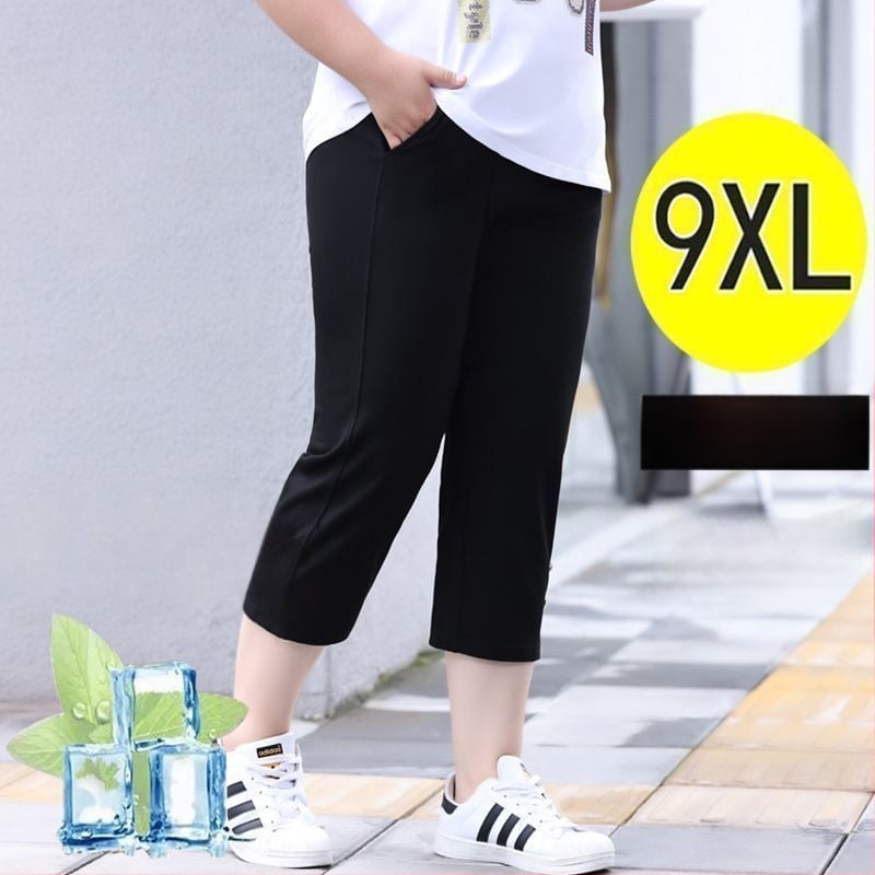 Ženske hlače plus size, cropped dužine, visok struk, brzo suše, oblikuju figuru, ljeto 2024