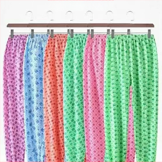 Дамски дълги домашни панталони с флорален принт, ниска талия, памук с полиестрова подплата, cropped дължина, дишащи и умерено топли