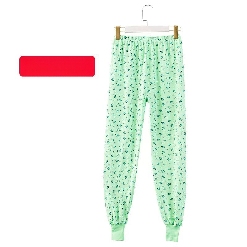 Дамски дълги домашни панталони с флорален принт, ниска талия, памук с полиестрова подплата, cropped дължина, дишащи и умерено топли