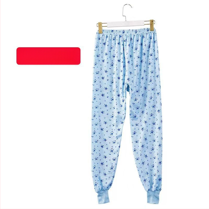 Дамски дълги домашни панталони с флорален принт, ниска талия, памук с полиестрова подплата, cropped дължина, дишащи и умерено топли