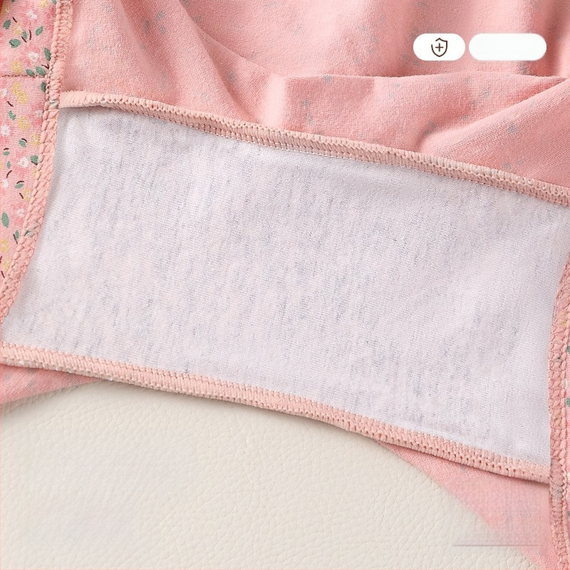 Дамски памучни боксерки с висока талия, свободни, антибактериални, флорални мотиви, плюс размер