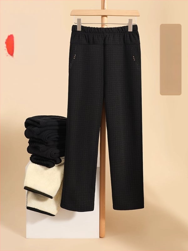 Pantaloni largi pentru femei, stil casual japonez/koreean, poliester 95% + spandex 5%, microelasticitate, grosime medie