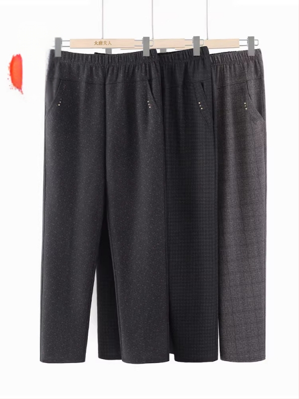 Pantaloni largi pentru femei, stil casual japonez/koreean, poliester 95% + spandex 5%, microelasticitate, grosime medie