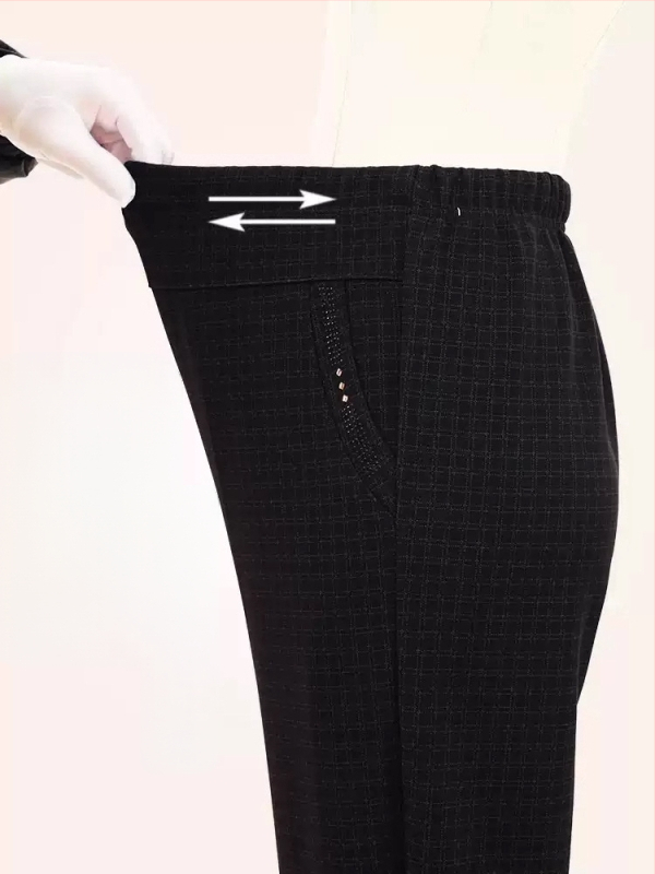 Pantaloni largi pentru femei, stil casual japonez/koreean, poliester 95% + spandex 5%, microelasticitate, grosime medie